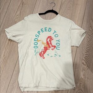 imogene + willie Cream Graphic Tee with Red Horse and Teal Text